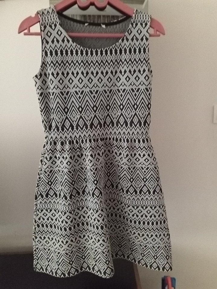 Gri Desenli Bohem Kadın Triko Elbise - Görsel 3