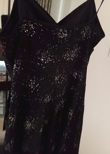 Siyah Drapeli Mini Askılı Gece Elbisesi - Görsel 6