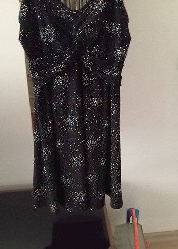 Siyah Drapeli Mini Askılı Gece Elbisesi - Görsel 5