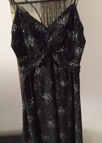 Siyah Drapeli Mini Askılı Gece Elbisesi - Görsel 12