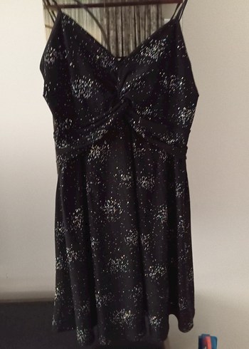 Siyah Drapeli Mini Askılı Gece Elbisesi - Görsel 11