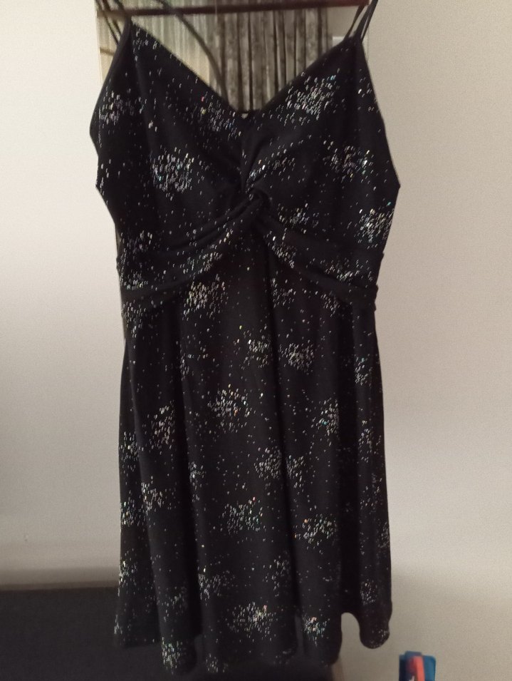 Siyah Drapeli Mini Askılı Gece Elbisesi - Görsel 2