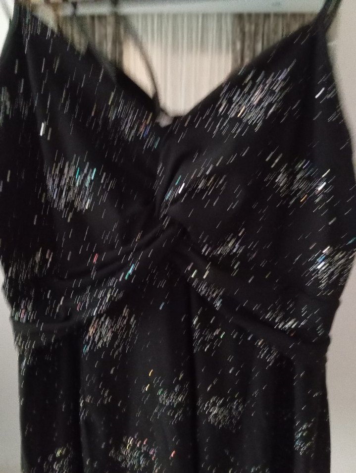 Siyah Drapeli Mini Askılı Gece Elbisesi - Görsel 3