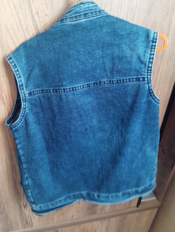 Renkli Baskılı Kolsuz Denim Ceket - Görsel 5