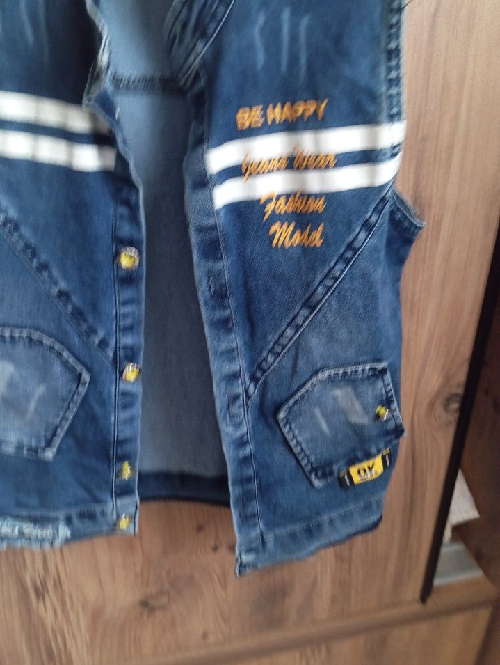 Renkli Baskılı Kolsuz Denim Ceket - Görsel 3