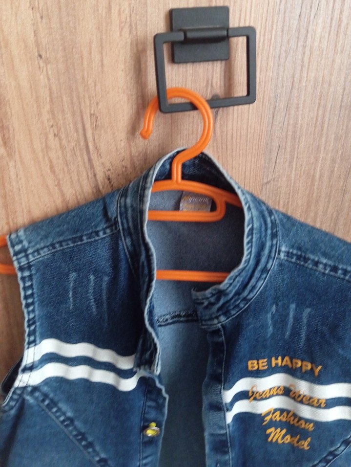 Renkli Baskılı Kolsuz Denim Ceket - Görsel 4