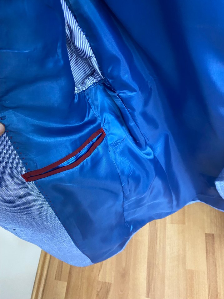 Düğmeli Mavi Erkek Ceket - Görsel 2