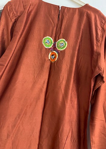 Boncuk İşlemeli Uzun Bohem Elbise - Görsel 5