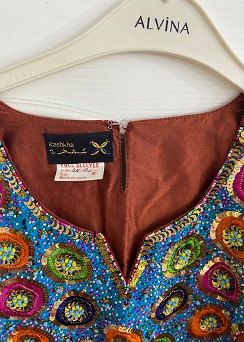 Boncuk İşlemeli Uzun Bohem Elbise - Görsel 3