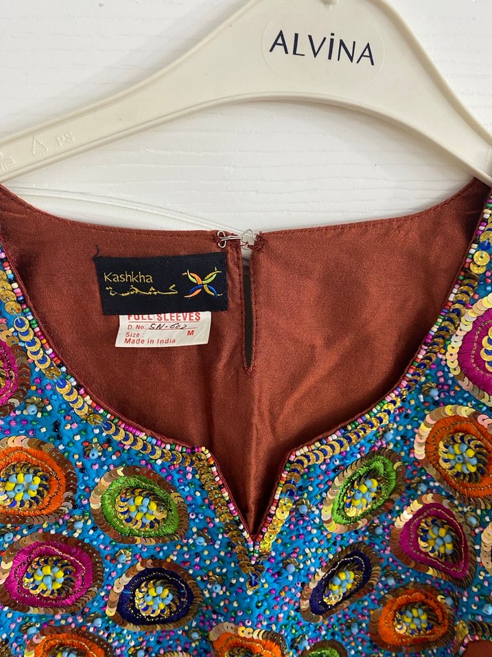 Boncuk İşlemeli Uzun Bohem Elbise - Görsel 3