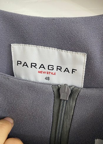 Uzun Kollu Gri Nakışlı Kadın Elbisesi - Görsel 6