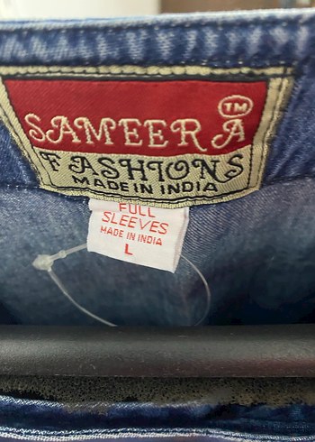 Nakışlı Uzun Mavi Denim Elbise - Görsel 3