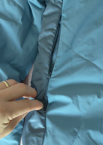 l Beden mavi Renk Parlak Mavi Kadın Kışlık Kapüşonlu Mont