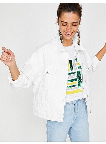 KOTON YENİ VE ETİKETLİ TAŞ DETAYLI JEAN CEKET - Görsel 5