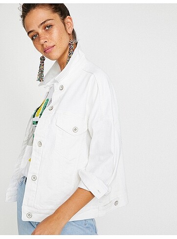 KOTON YENİ VE ETİKETLİ TAŞ DETAYLI JEAN CEKET - Görsel 6