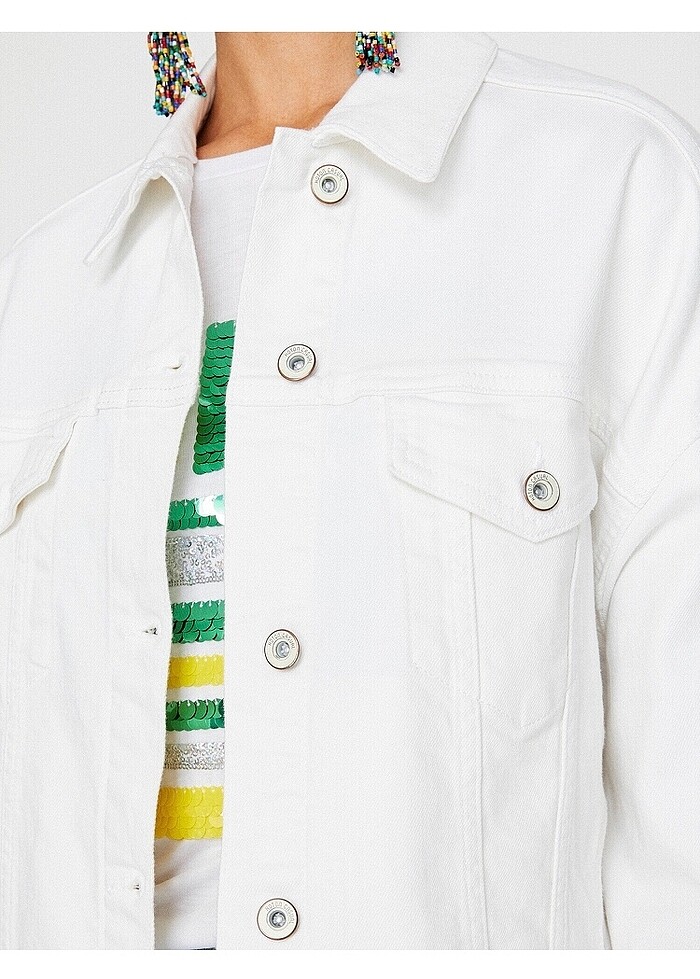 KOTON YENİ VE ETİKETLİ TAŞ DETAYLI JEAN CEKET - Görsel 4