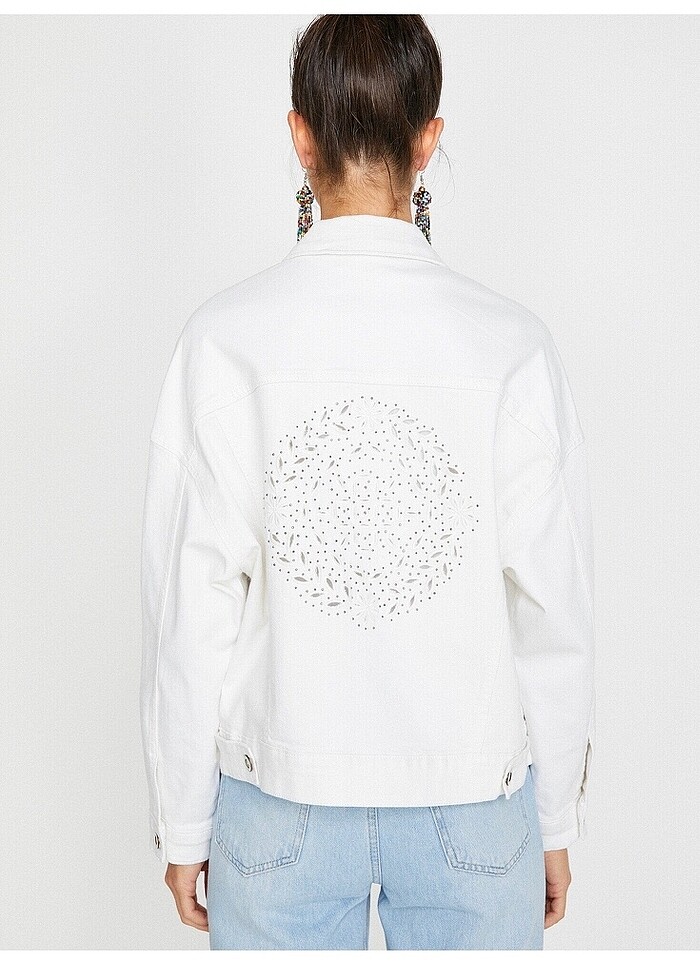 KOTON YENİ VE ETİKETLİ TAŞ DETAYLI JEAN CEKET - Görsel 3