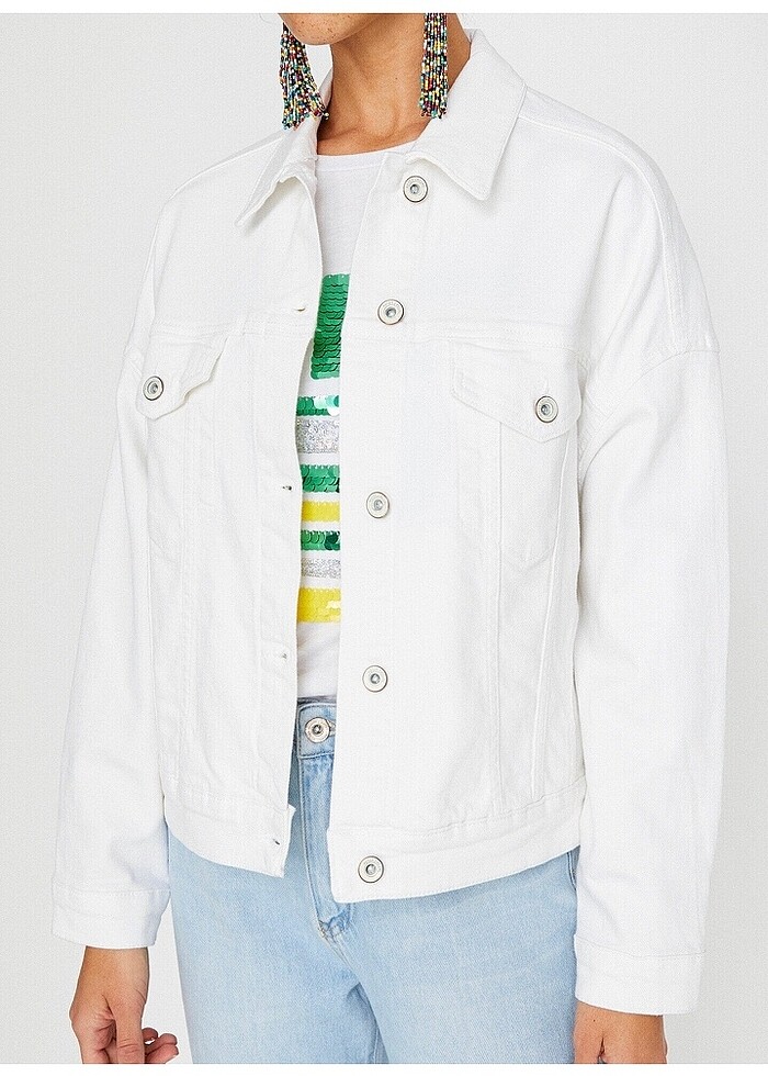 KOTON YENİ VE ETİKETLİ TAŞ DETAYLI JEAN CEKET - Görsel 2