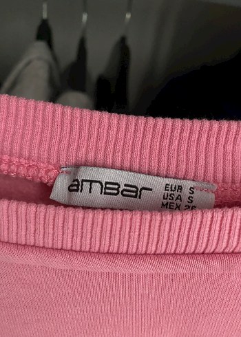 Diğer Pembe Crop Sweatshirt, Rahat Kesim, Bisiklet Yaka
