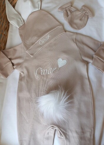 Nakışlı tavşan tulum hastane çıkış seti  - Görsel 5