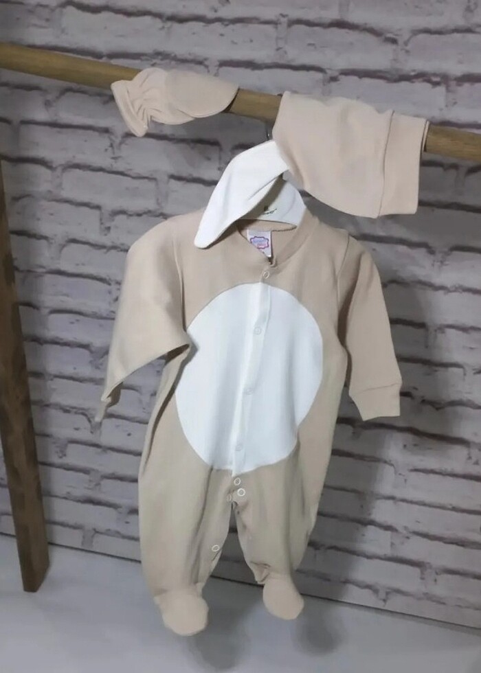 Nakışlı tavşan tulum hastane çıkış seti  - Görsel 2