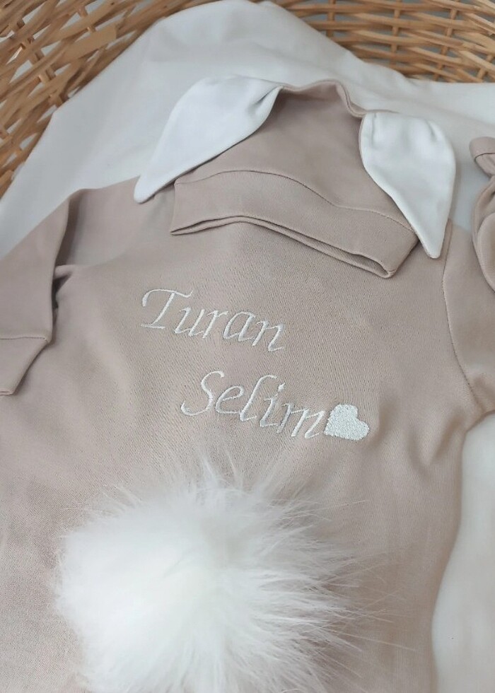 Nakışlı tavşan tulum hastane çıkış seti  - Görsel 4