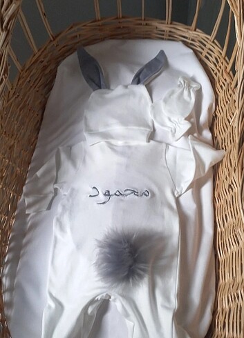 Nakışlı tavşan tulum hastane çıkış seti  - Görsel 6