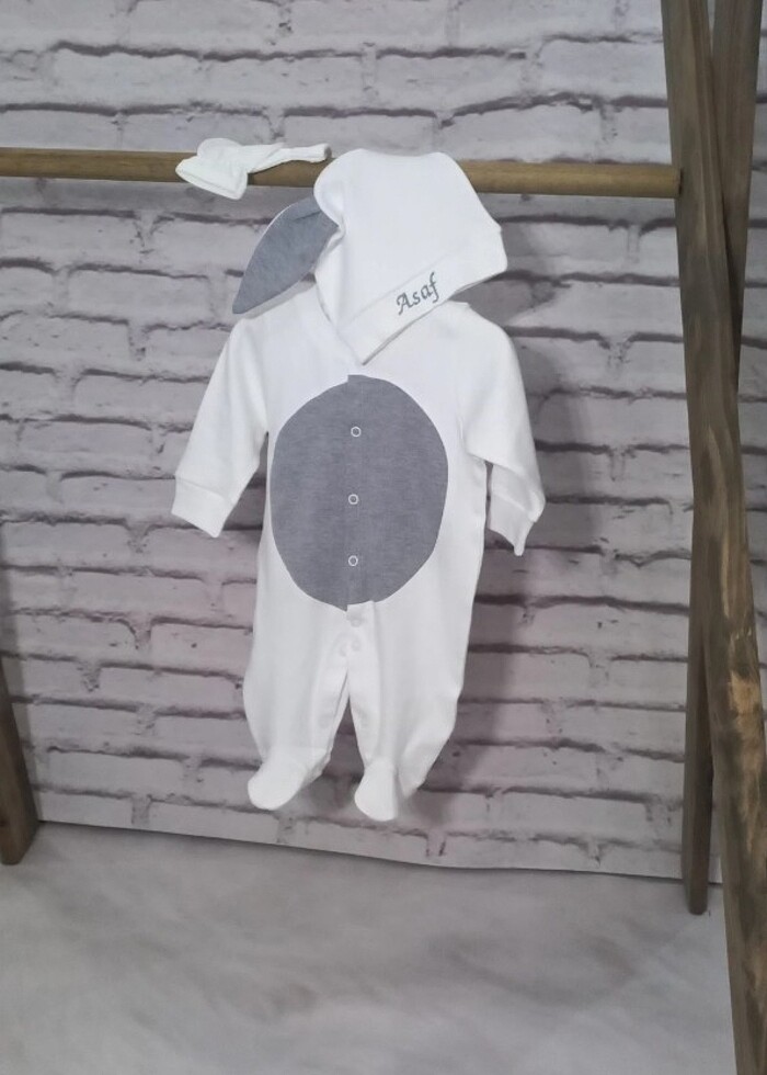 Nakışlı tavşan tulum hastane çıkış seti  - Görsel 2