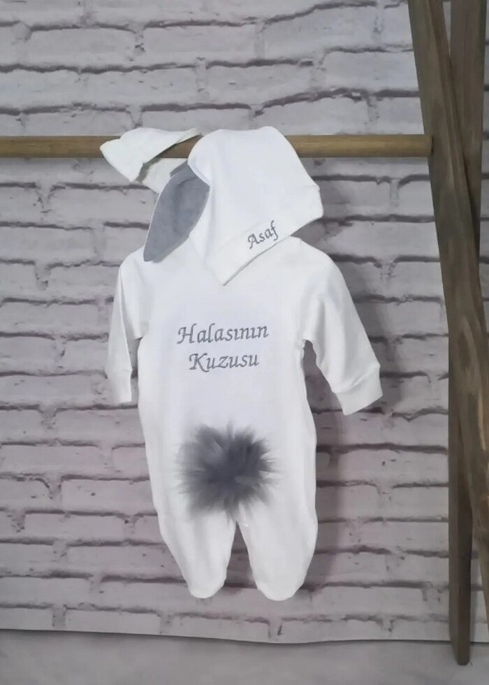 Nakışlı tavşan tulum hastane çıkış seti  - Görsel 3