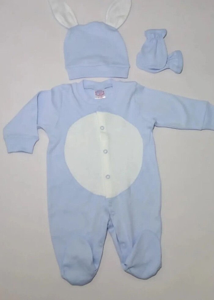 Nakışlı tavşan tulum hastane çıkış seti  - Görsel 2