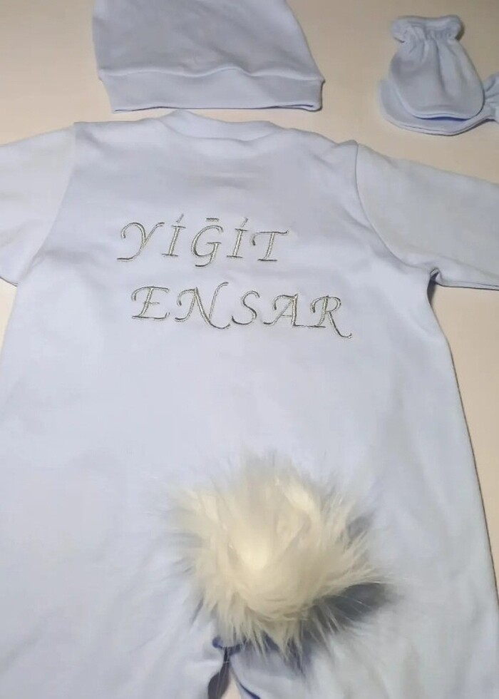 Nakışlı tavşan tulum hastane çıkış seti  - Görsel 3