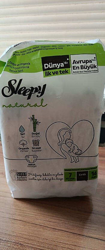 Sleepy natural 7 xxlarge 20-30kg cırtcırtlı bez