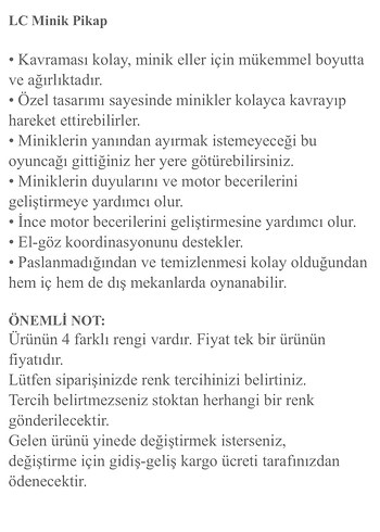 OBM STORE Nessiworld Minik Kırmızı Pikap