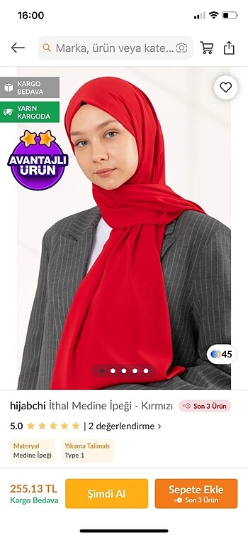 Diğer Kırmızı medine ipeği şal