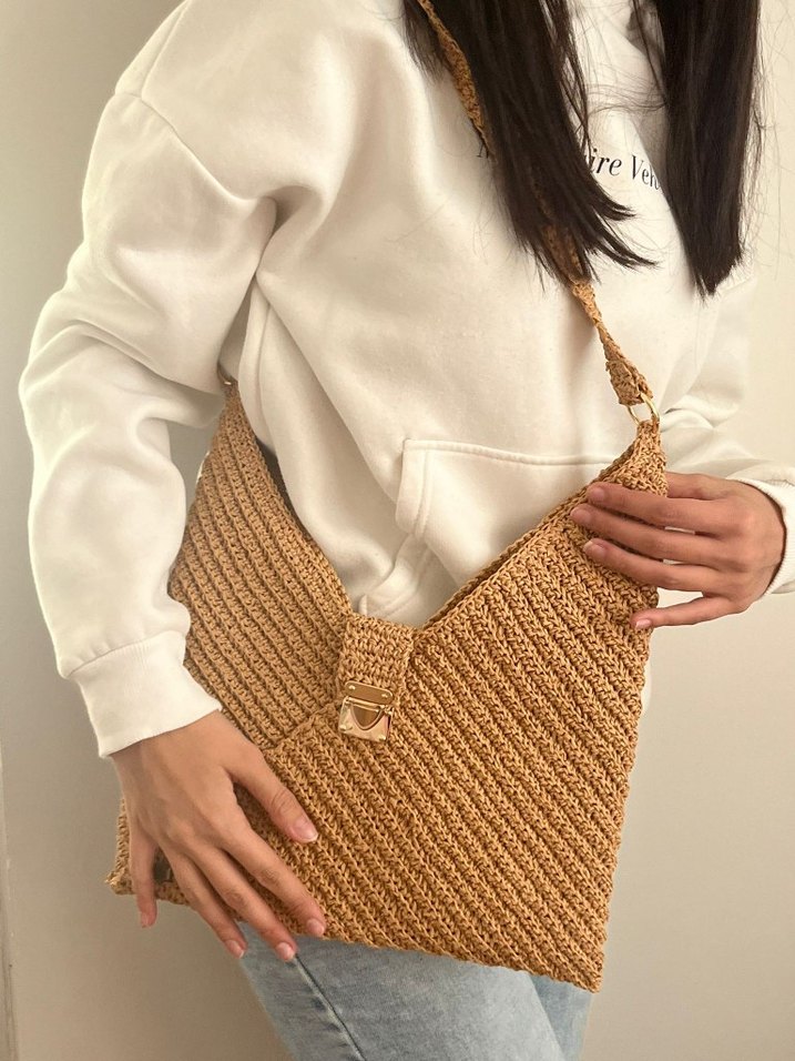 Bej Örgü Kadın Çanta - Görsel 5