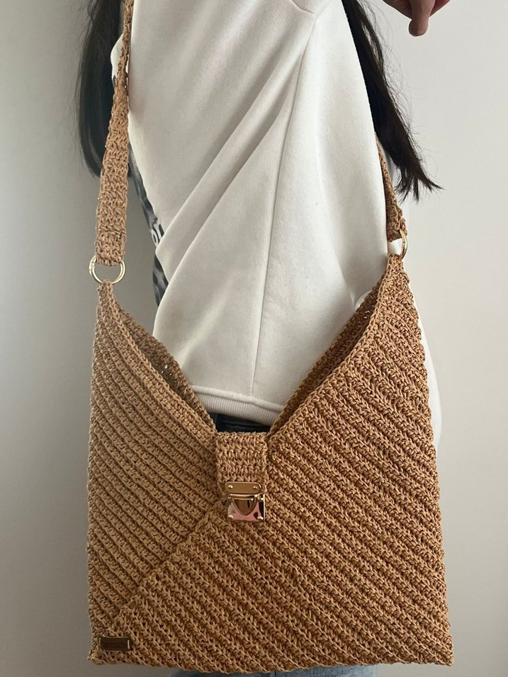 Bej Örgü Kadın Çanta - Görsel 4