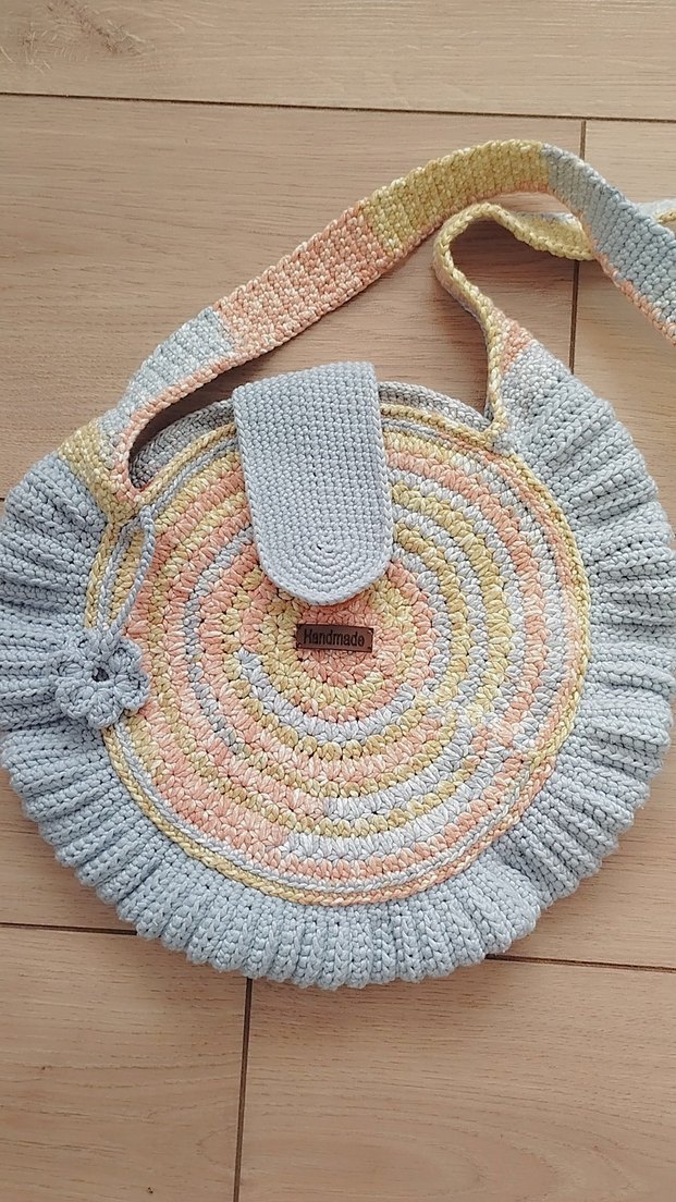 Fırfırlı Pastel Renk Örgü Bohem Kadın Çanta - Görsel 4