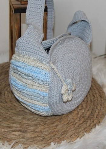 Gri Örgü Bohem Kadın Çanta - Görsel 4