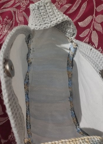 Gri Örgü Bohem Kadın Çanta - Görsel 8