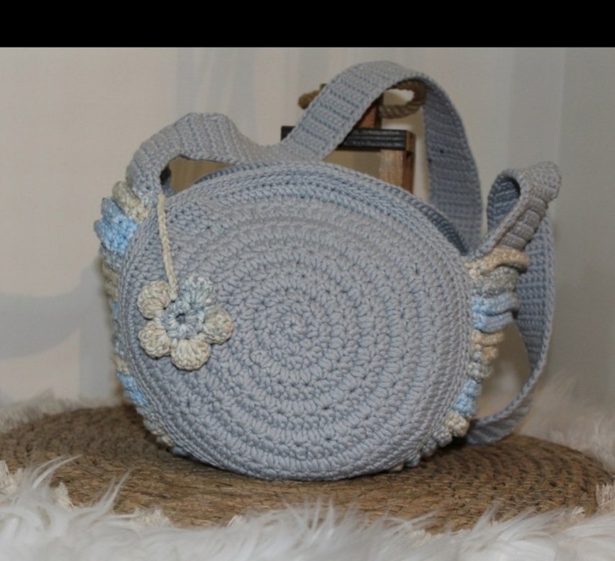 Gri Örgü Bohem Kadın Çanta - Görsel 2