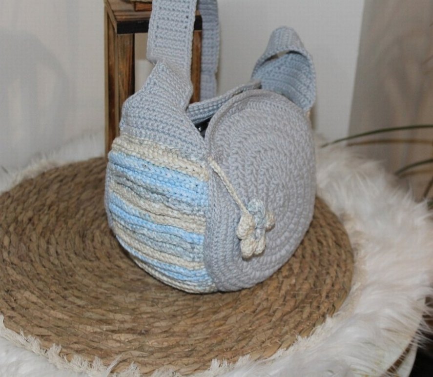 Gri Örgü Bohem Kadın Çanta - Görsel 4