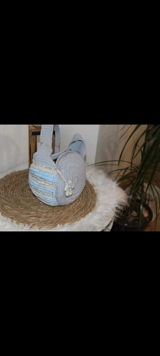 Gri Örgü Bohem Kadın Çanta - Görsel 3