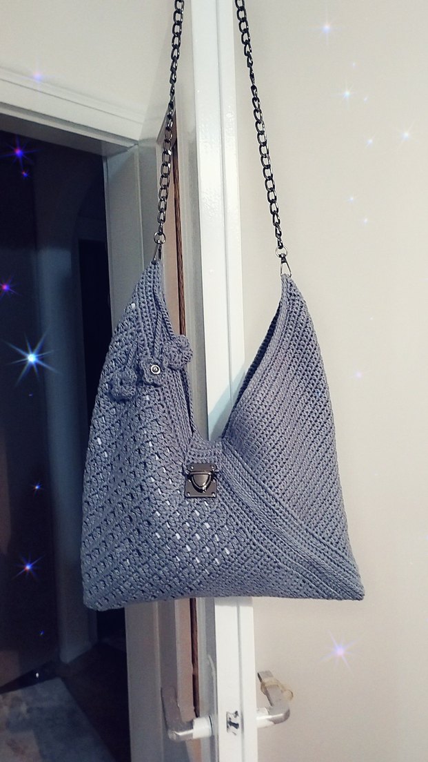 Gri Örgü Kadın Çanta - Görsel 4