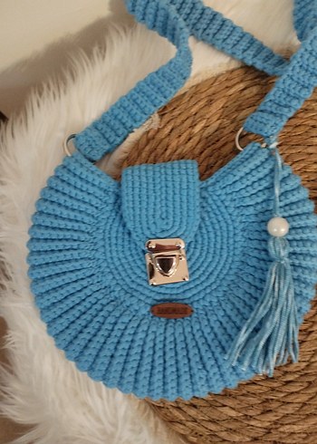 yuvarlak örgü çanta, anne kız kombini - Görsel 4