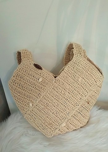 Bej Örgü Bohem Kadın Çanta - Görsel 8