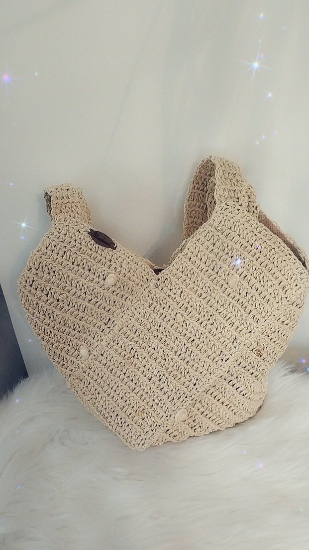 Bej Örgü Bohem Kadın Çanta - Görsel 2