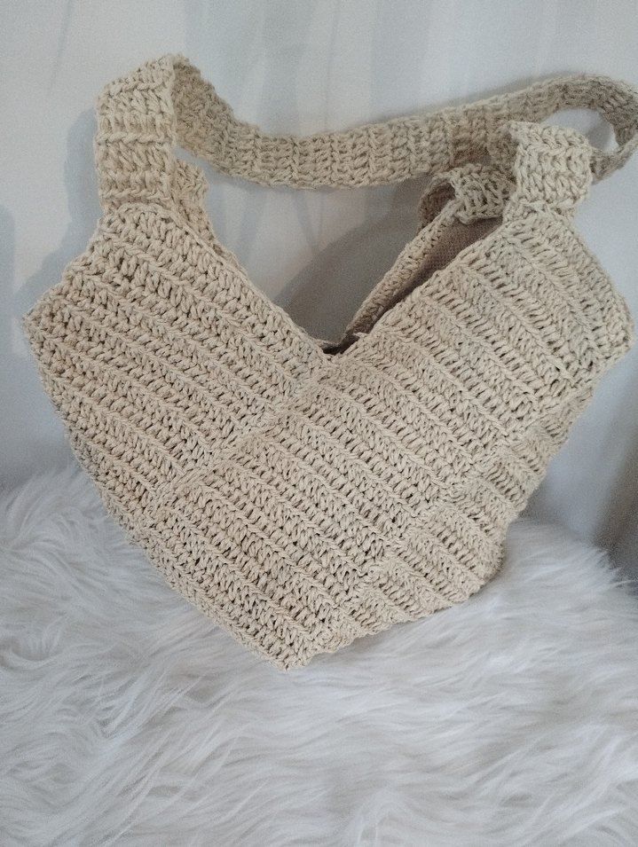 Bej Örgü Bohem Kadın Çanta - Görsel 3