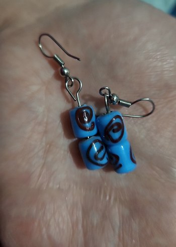 Beden Mavi Boncuklu Mini Etnik Küpe