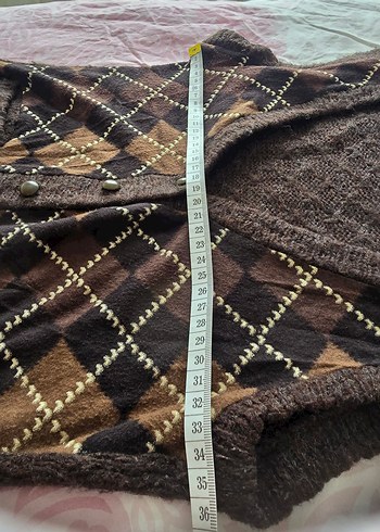 Kahverengi Desenli Örgü Kadın Yelek - Görsel 5