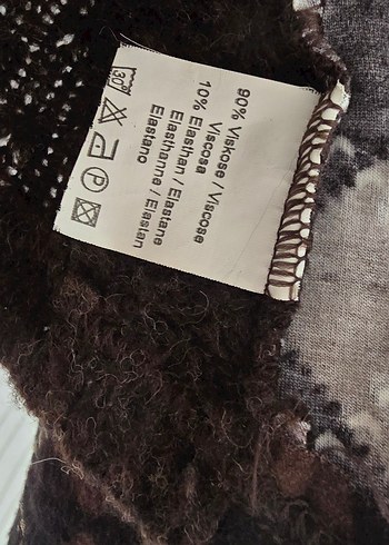 Kahverengi Desenli Örgü Kadın Yelek - Görsel 8